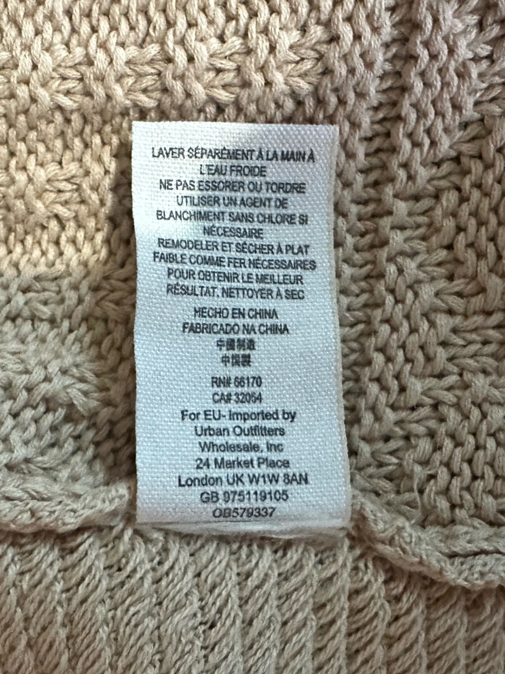 Free People All Washed Out Sand Tan Cardigan Pink Stitching Detail Size S - Picture 12 of 12